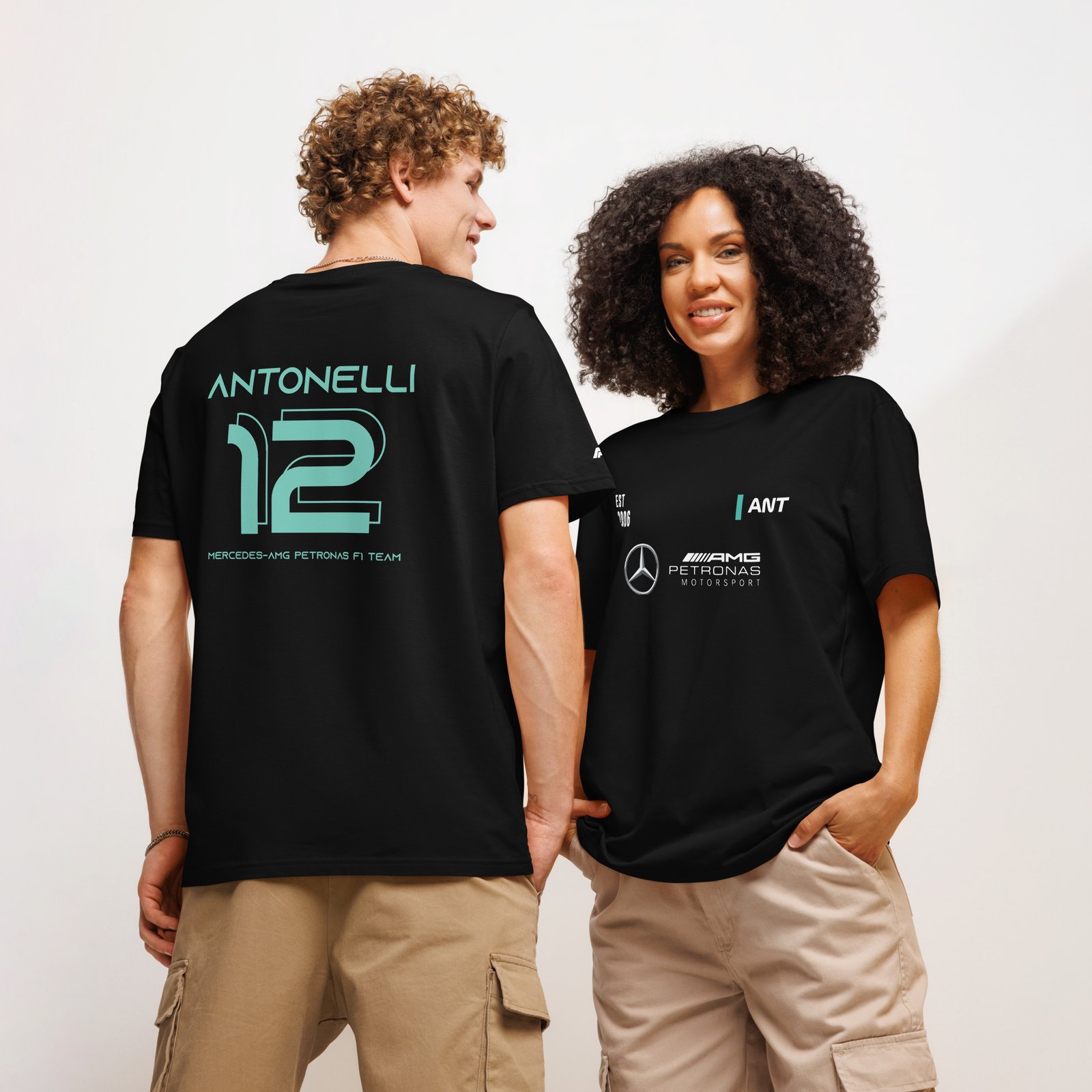 unisex-organic-ribbed-neck-creator-2.0-t-shirt-black-front-and-back-6a9d29dccdf43.jpg Antonelli Racing T-Shirt _ UNISEX | F1 Inspired - Image 1