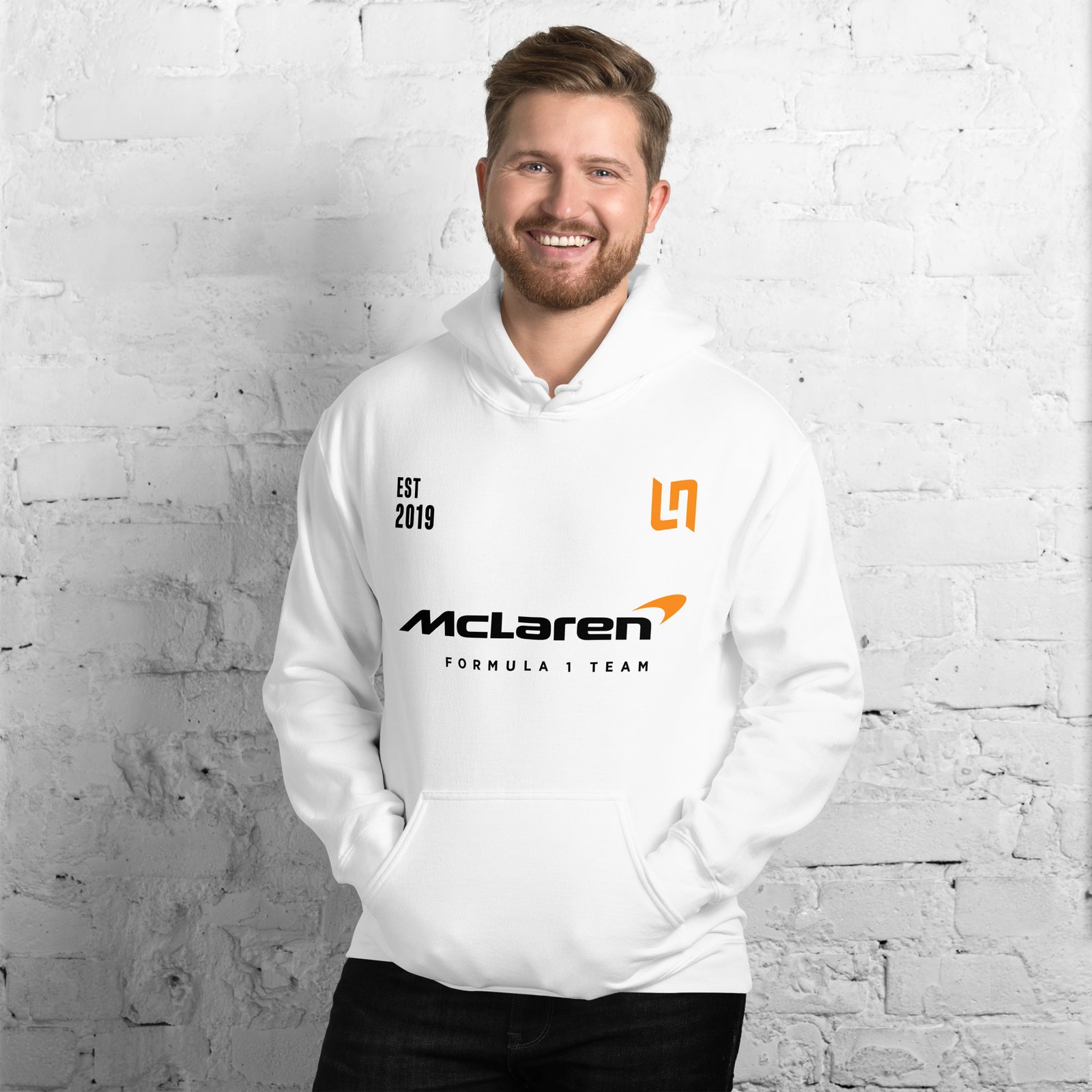 unisex-heavy-blend-hoodie-white-front-6ac10a1dbf3c8.jpg McLaren Formula 1 Racing Team Unisex Hoodie - Image 1